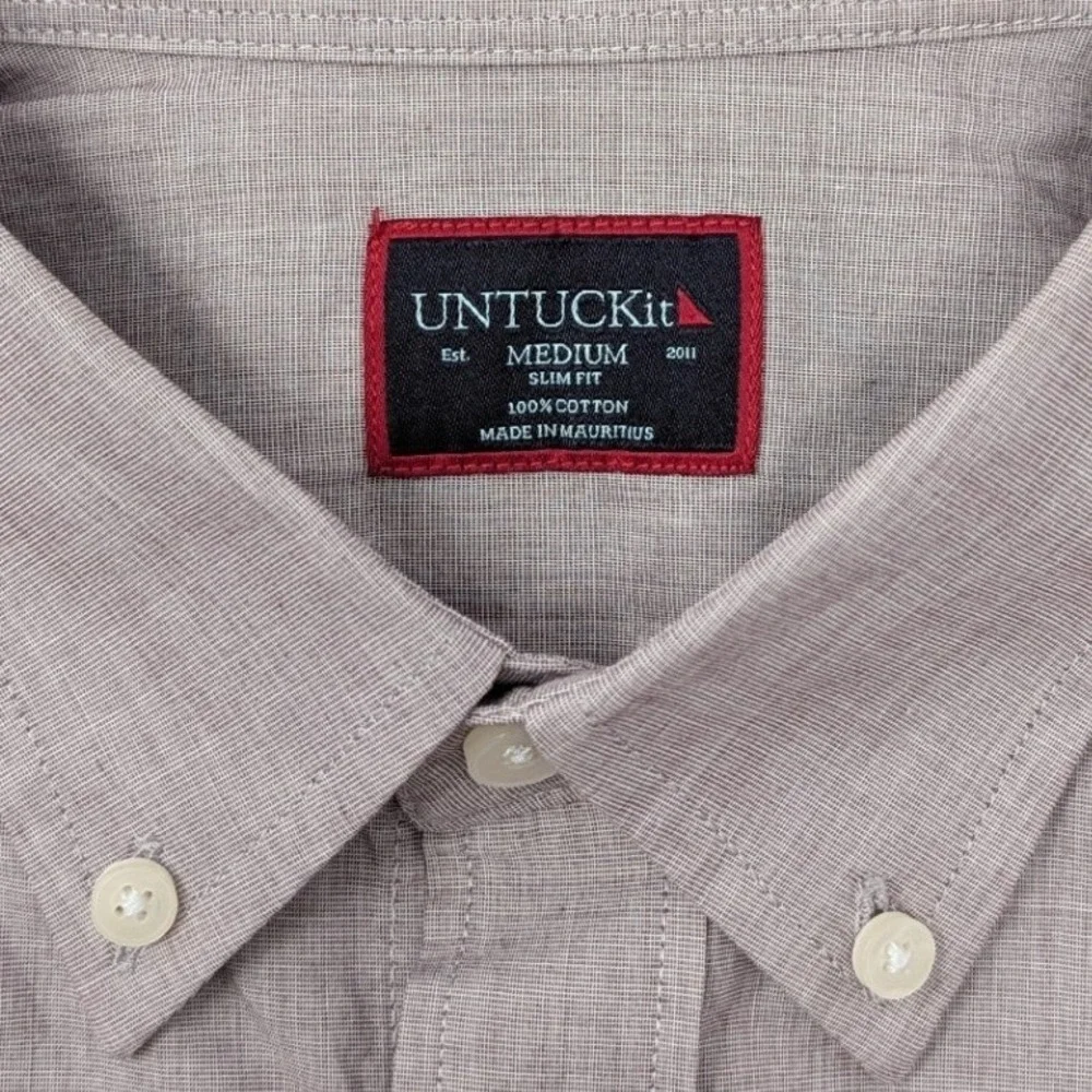 UNTUCKit Alvaro Mens Slim Fit Button Down Shirt Mauve Purple Cotton Medium 41049
